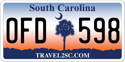 SC license plate OFD598