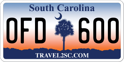 SC license plate OFD600