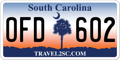 SC license plate OFD602