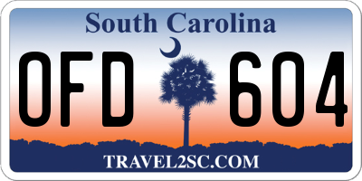 SC license plate OFD604