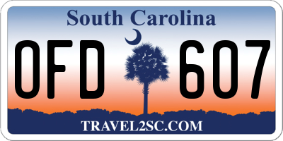 SC license plate OFD607