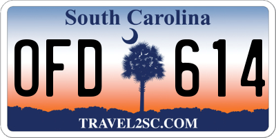 SC license plate OFD614