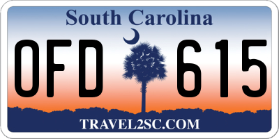 SC license plate OFD615