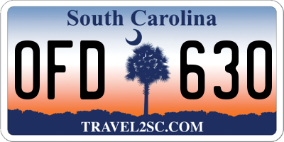 SC license plate OFD630