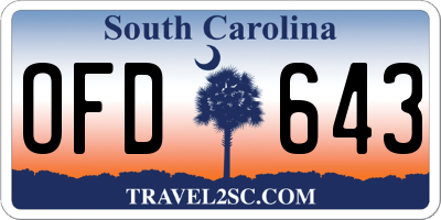 SC license plate OFD643