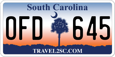 SC license plate OFD645