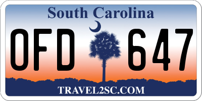 SC license plate OFD647