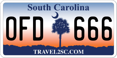 SC license plate OFD666