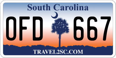 SC license plate OFD667