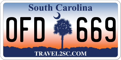 SC license plate OFD669