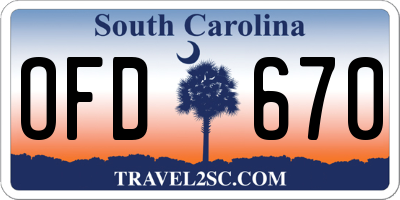 SC license plate OFD670