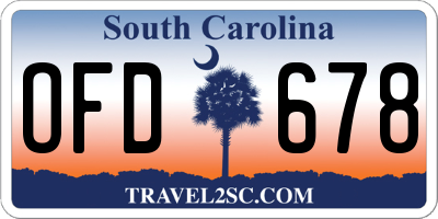 SC license plate OFD678
