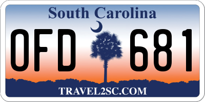 SC license plate OFD681