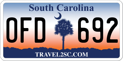 SC license plate OFD692
