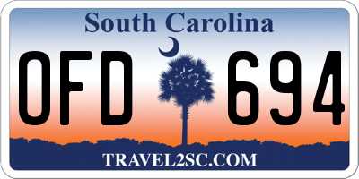 SC license plate OFD694