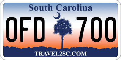 SC license plate OFD700