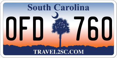 SC license plate OFD760