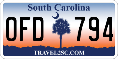 SC license plate OFD794