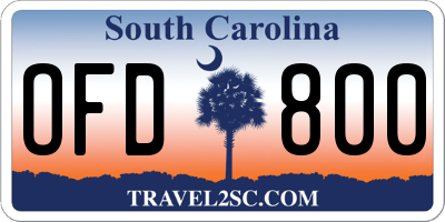 SC license plate OFD800