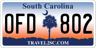 SC license plate OFD802