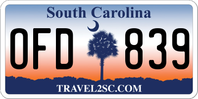 SC license plate OFD839
