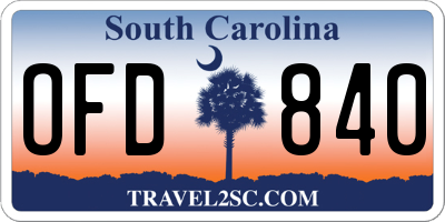 SC license plate OFD840
