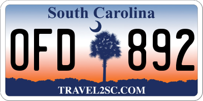 SC license plate OFD892