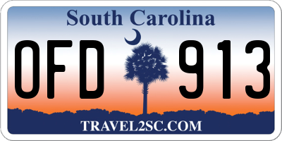 SC license plate OFD913