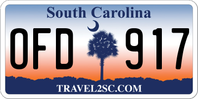 SC license plate OFD917