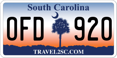 SC license plate OFD920