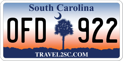 SC license plate OFD922