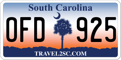 SC license plate OFD925