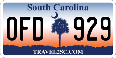 SC license plate OFD929
