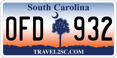 SC license plate OFD932