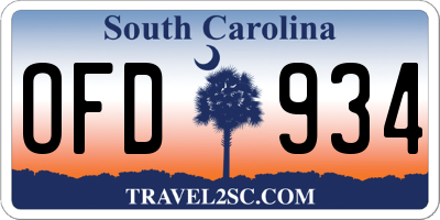 SC license plate OFD934