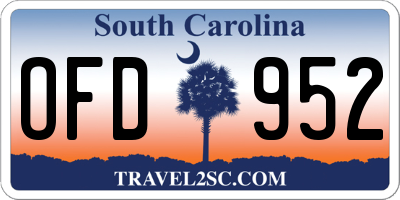 SC license plate OFD952