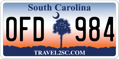 SC license plate OFD984