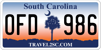 SC license plate OFD986