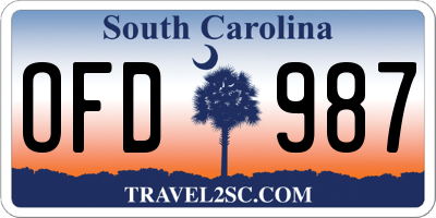 SC license plate OFD987