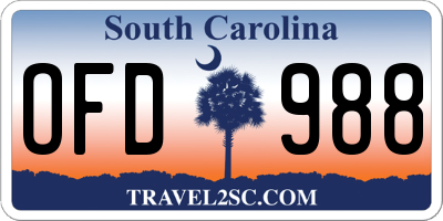 SC license plate OFD988