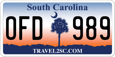 SC license plate OFD989