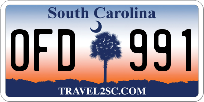 SC license plate OFD991