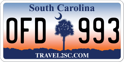 SC license plate OFD993