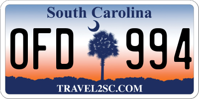 SC license plate OFD994