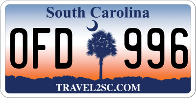 SC license plate OFD996