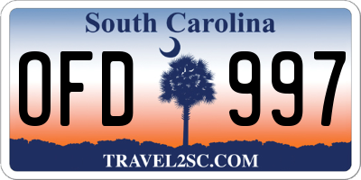 SC license plate OFD997