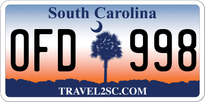 SC license plate OFD998