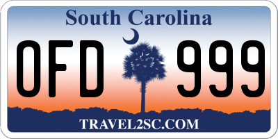 SC license plate OFD999