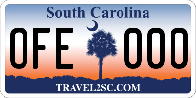 SC license plate OFE000