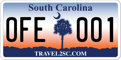SC license plate OFE001